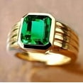 thumbnail image 2 of 3Ct Emerald Cut Simulated Green Emerald Men's Wedding Ring 14K Yellow Gold Plated, 2 of 3
