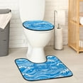 thumbnail image 2 of PhooArto Toilet Lid Cover and U-Shaped Toilet Floor Mat Set of 2 Pieces, Sea Carb Blue Wave Pattern Toilet Mat Set, Machine Washable Seat Covers Non-Slip Absorbent Rugs, 2 of 6
