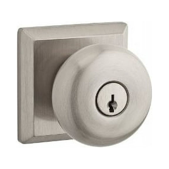 Baldwin Reserve ENROUCSR150 Entry Round Knob and Contemporary Square Rose Satin Nickel Finish