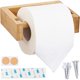 thumbnail image 1 of Wall-Mounted Wooden Toilet Paper Holder - Bamboo Toilet Roll Stand with Adhesive or Screw Mount - Compatible with All Brands, 1 of 5