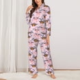 thumbnail image 2 of Pajamas for Women Set - Pink Butterfly Daisy Comfy Long Sleeve Button Up Pajama Sets for Women 2 Piece, Soft Sleepwear Nightwear Pjs Lounge Sets for Women with Pockets, 2 of 6