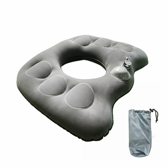 Inflatable Donut Pillow Cushion with Built-in Pump Hemorrhoid Cushion Hollow Pressure Relief Seat Pad for Office Home Car Airplane