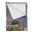 thumbnail image 2 of United States Soft Flannel Fleece Throw Blanket, Sunset over Nantucket Massachusetts Dramatic Sky Clouds Pond Houses, Cozy Plush for Indoor and Outdoor Use, 60" x 80", Coral Blue Sepia, by Ambesonne, 2 of 5