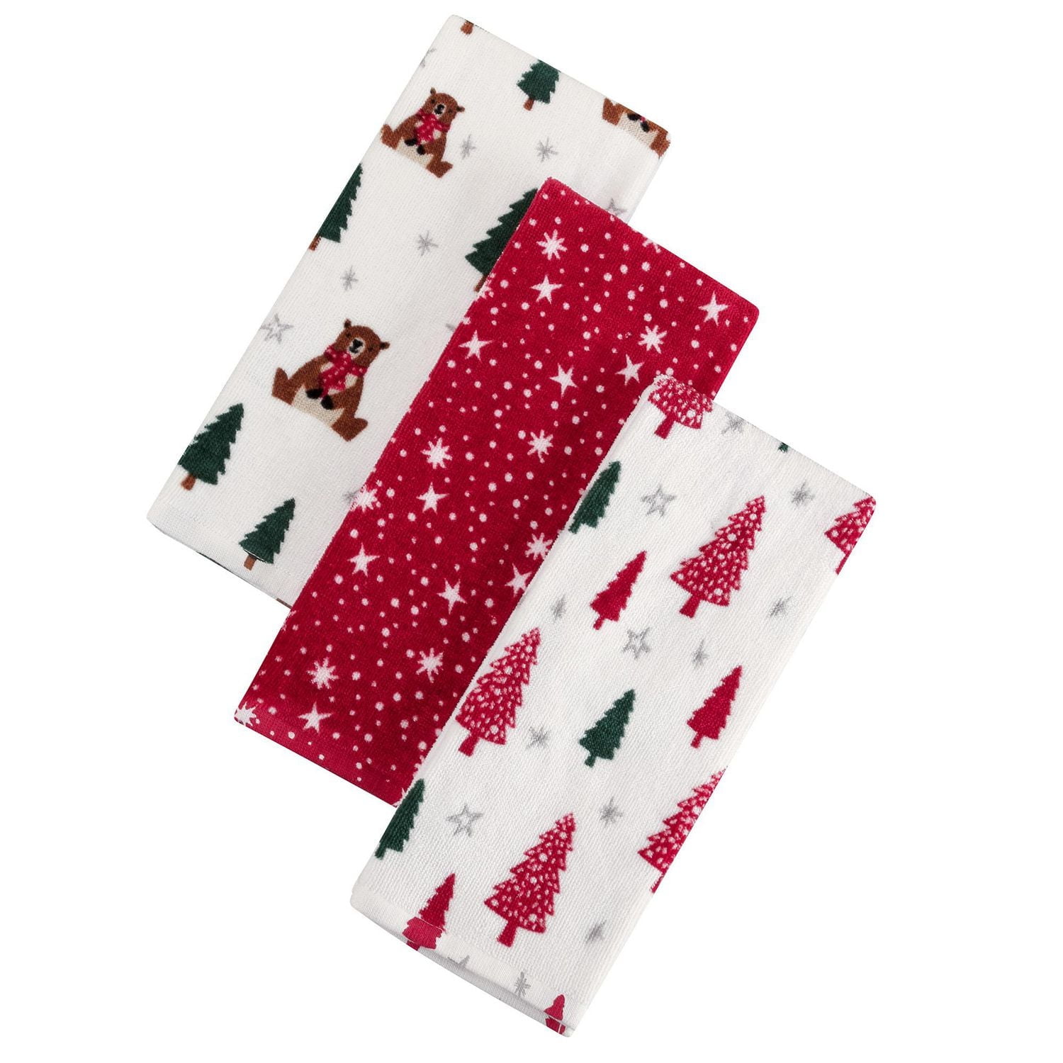 Holiday Time Printed 100% Cotton 3-Piece Hand Towel Set