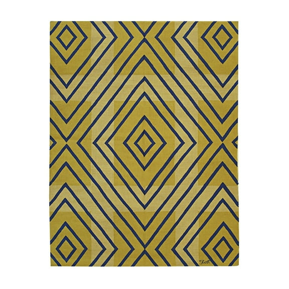 EORC FAM035YL6X8 6 x 8 ft. Modern Flat Contemporary Hand Weave Wool Area Rug, Yellow