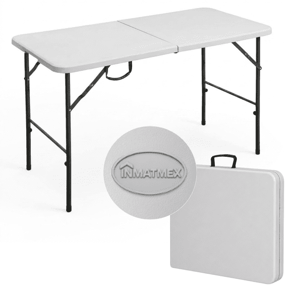 Mesa Plegable Tipo Portafolio 1.20m Plástico Exterior Color Blanco
