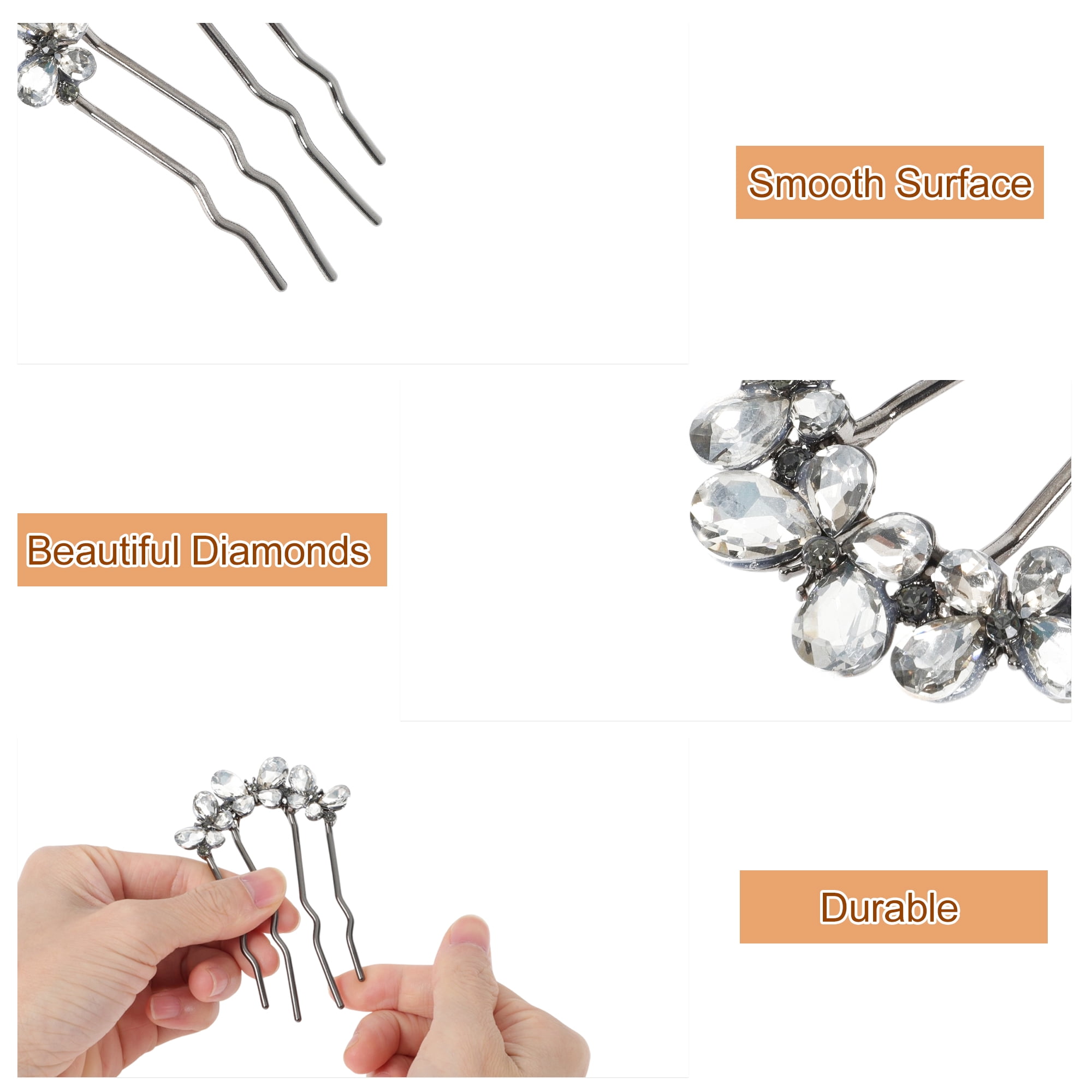 Unique Bargains Decorative Rhinestone Butterfly Hair Comb for Elegant Styling 1Pc