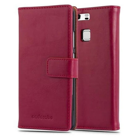 Cadorabo Case for Huawei P9 Cover in WINE RED magnetic closure