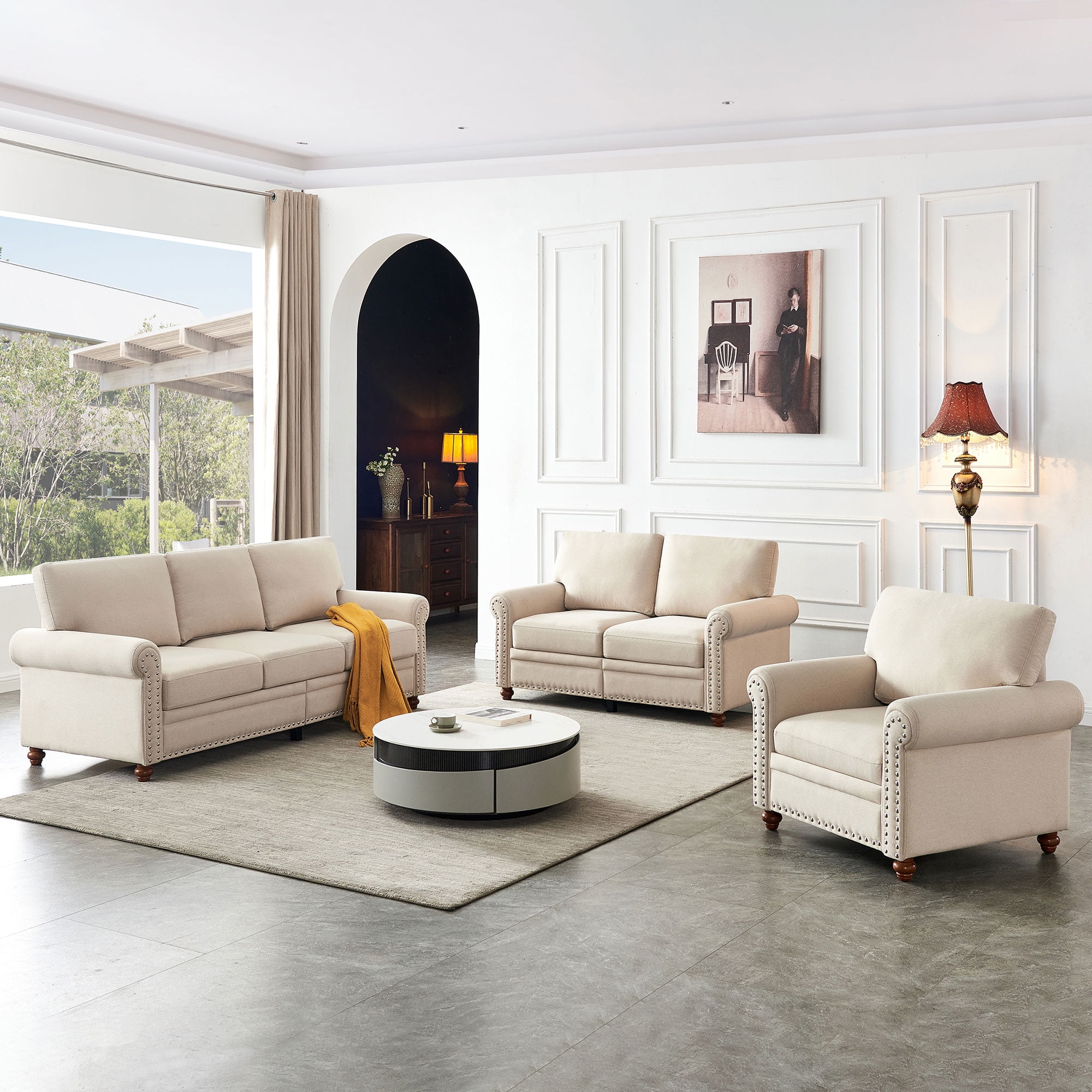 Zechuan Living Room Furniture Set, Storage 3 Seater Sofa Couch