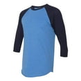 thumbnail image 5 of 5050 Raglan Three-Quarter Sleeve Tee, XS, WhiteNeon Heather Pink, 5 of 5