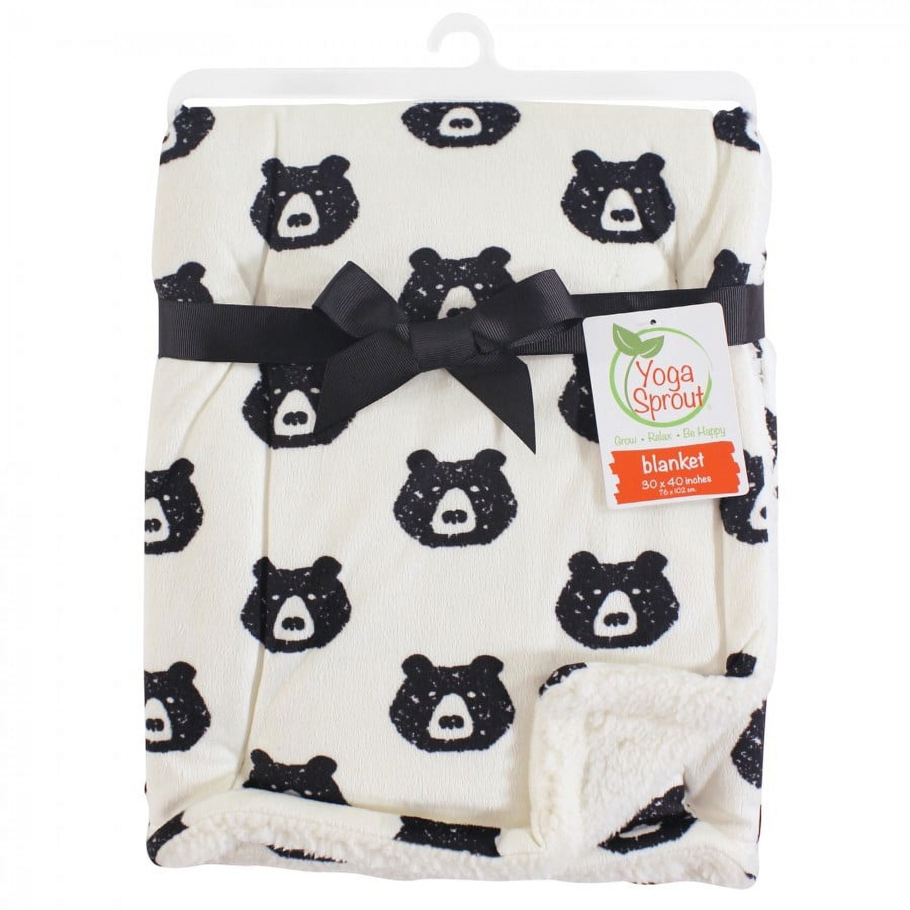 Yoga Sprout Baby Boy Mink and Faux Shearling Plush Blanket, Bear, One Size