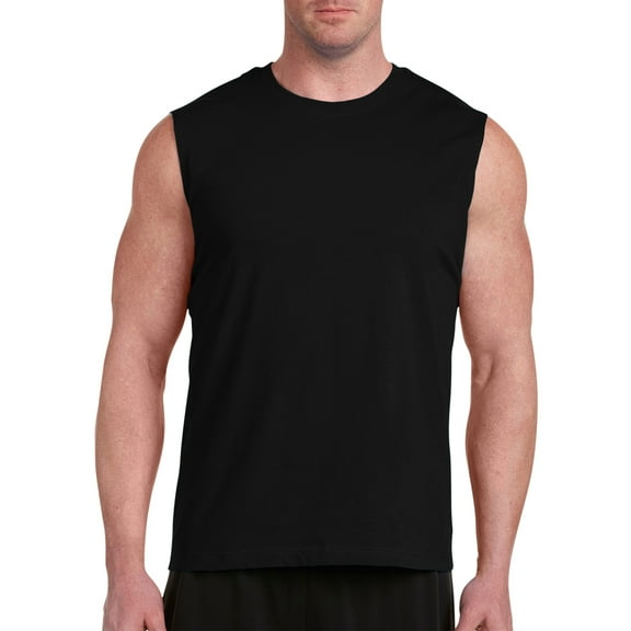Harbor Bay by DXL Big and Tall Men's Moisture-Wicking Muscle T-Shirt, Black, 1XLTall