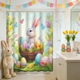 thumbnail image 6 of Lilixerw Easter Cute Rabbit Shower Curtain with 12 Hooks,Spring Shower Curtain,Easter Bunny in Floral Scene Flowers with Butterflies,Cloth Fabric Bathroom Decor,47.24x70.87 in,Multicolor, 6 of 6