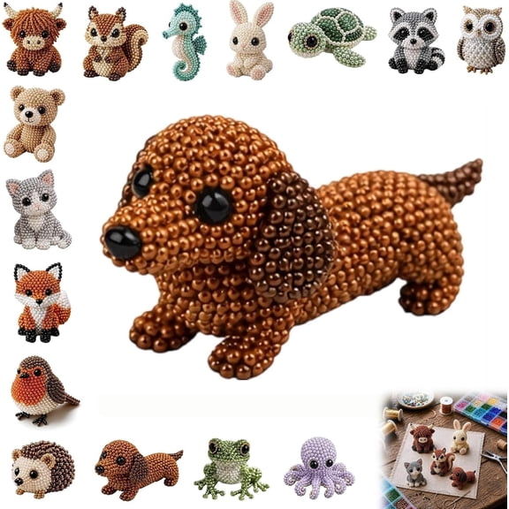 Tiny 3D Beaded Animal DIY Kit, Premium Beading Kit for Adults and Teens, Fun Bead Embroidery AnimalMaking Set