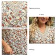 thumbnail image 3 of Blusa de encaje de guipur Top estampado estampado Casual ajustado manga corta escote en V Blusa de encaje de guipur para mujer, 3 of 8