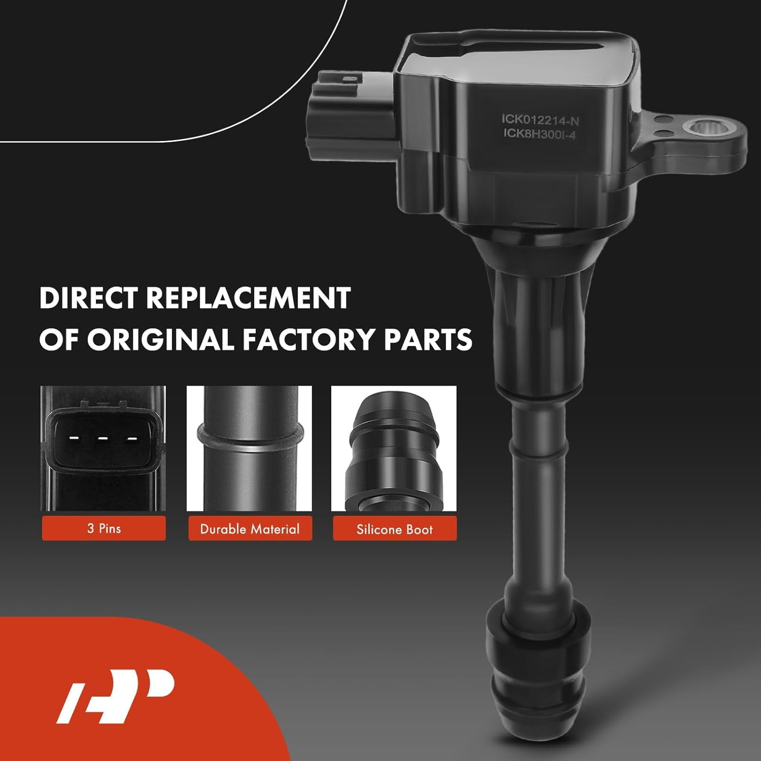 A-Premium Set of 4 (Black) Ignition Coil Pack and Iridium Spark Plugs Compatible with Nissan Altima Sentra 2002-2006, X-Trail 2005-2006 L4 2.5L