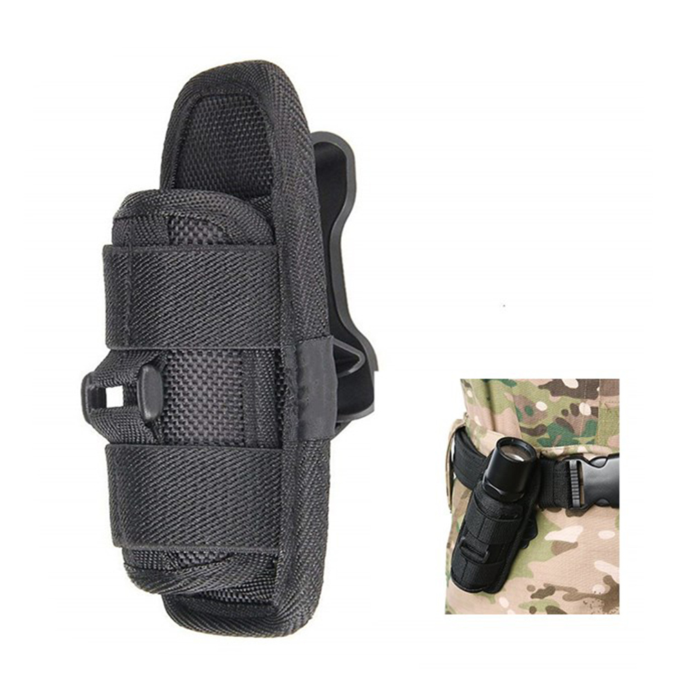 Outdoor Flashlight Pouch Holster 360 Degree Rotatable Clip Cover for