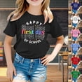thumbnail image 3 of FUZHIQ Happy Back To School for Girls Everyday Basic Letter Print Hello Kindergarten Shirt for Boys Stretchy Graphic Crewneck Short Sleeve Tops, 3 of 5