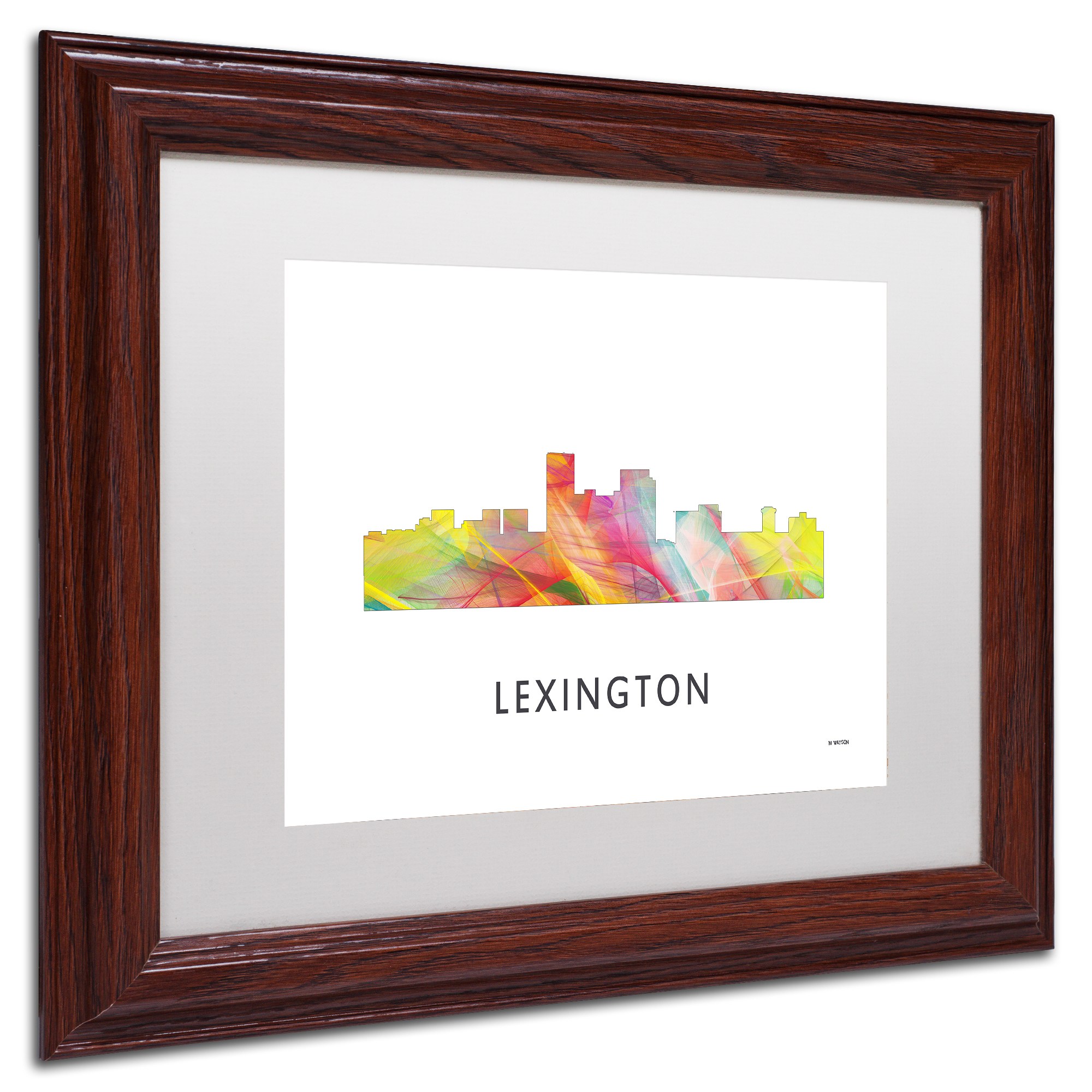 Trademark Fine Art 'Lexington Kentucky Skyline WB-1' Canvas Art by Marlene Watson, White Matte, Wood Frame