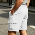 thumbnail image 5 of Men's Casual Twill Pull on Cargo Shorts Button Zip Fly Cotton Elastic Waist Loose Fit Drawstring Work Short with Muti Pocket White, 5 of 9