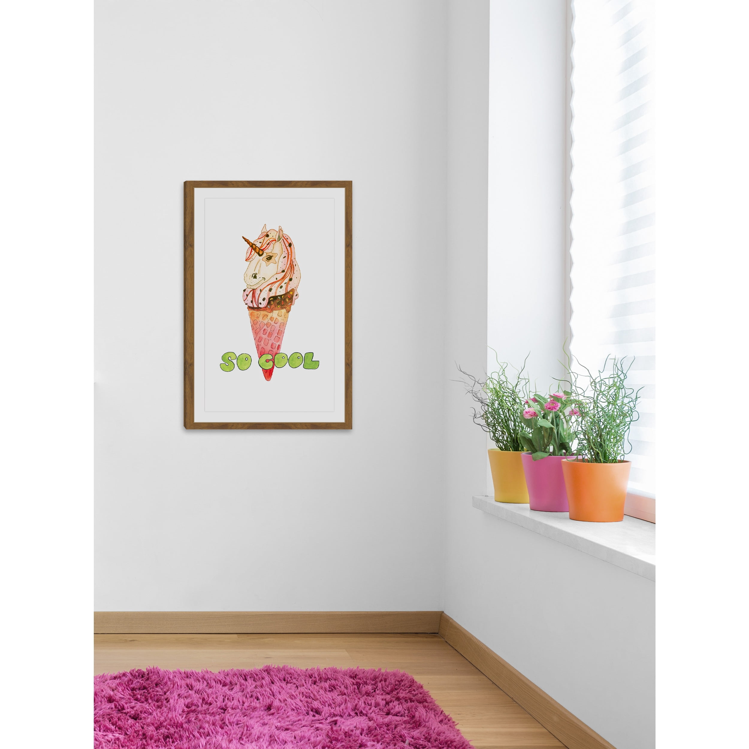 Unicorn Ice Cream Framed Painting Print