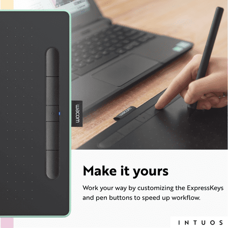 Wacom - Intuos Wireless Graphics Drawing Tablet for Mac, PC, Chromebook & Android (Medium) with Software Included - Pistachio