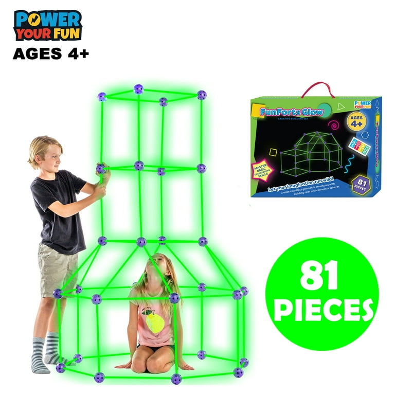 Fort Building Kit for Kids 160 Pieces Glow in the Dark Air Forts Builder  Gift Co