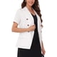 thumbnail image 4 of BLAZER DE MUJER CHIC DE OFICINA CON MANGAS CORTAS Y CUELLO CAÍDO, DOBLE BOTONADURA Y BOLSILLOS CON SOLAPA, TAMAÑO L, BLANCO, 4 of 6