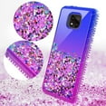 thumbnail image 3 of Liquid Glitter Phone Case for Motorola Moto G Power 2021 Case Cover with [Tempered Glass Screen Protector] Shock Proof Bling Diamond for Girls Women - Purple/Blue, 3 of 4