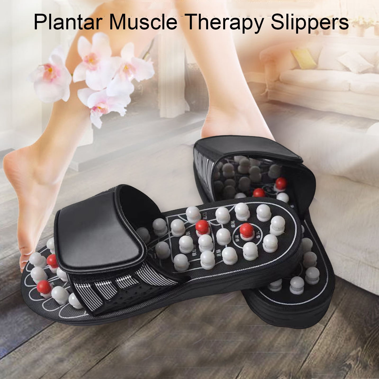 sunsanly 1 Pair Acupressure Massage Slippers Plantar Fasciitis Pain Relief Muscle Relaxation Foot Massager Home Acupuncture Sandals Slides Shoes
