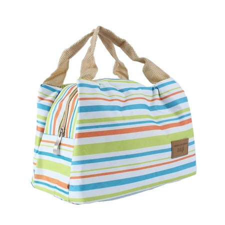 Striped lunch bag,PRO Insulated Thermal Cooler Lunch Box Carry Tote...