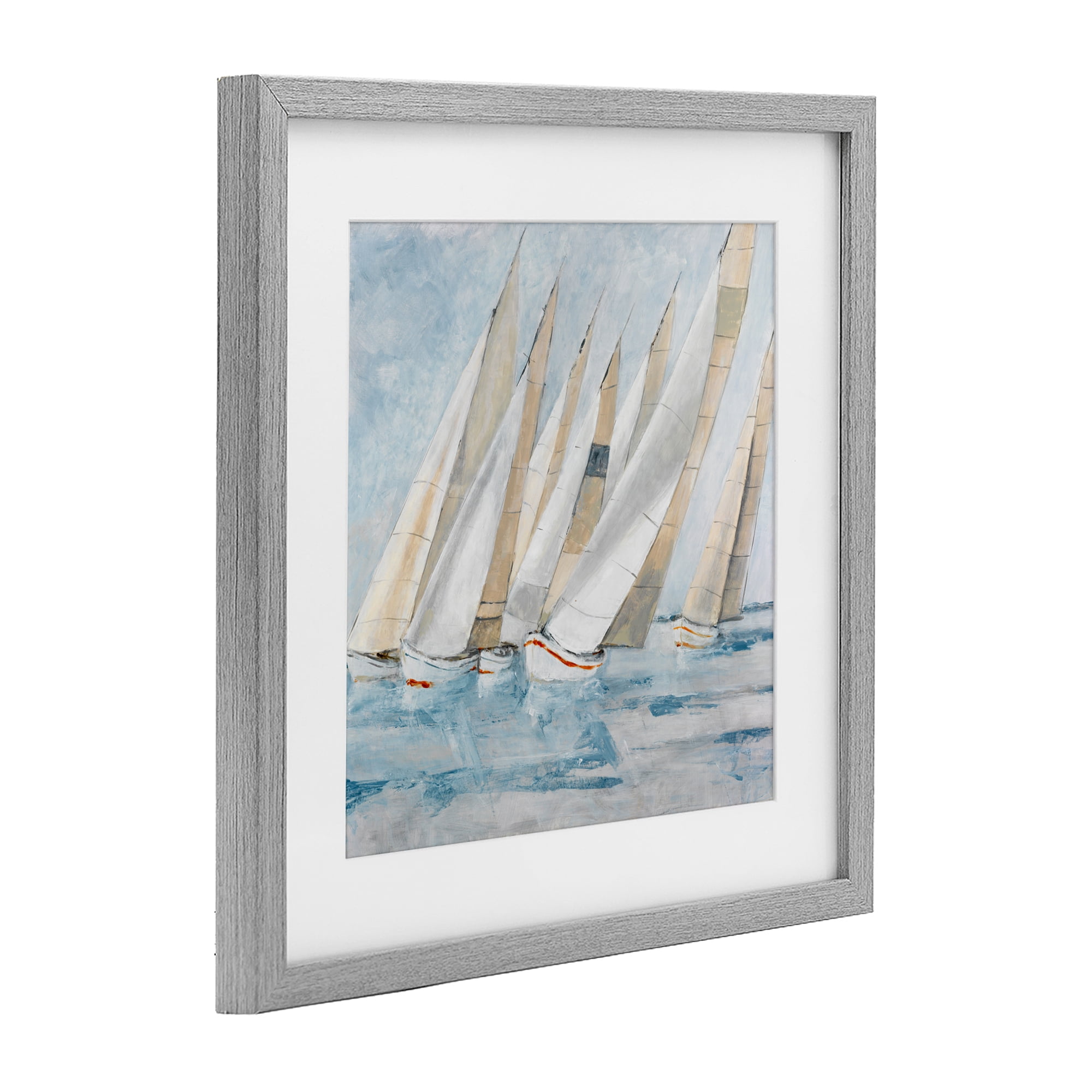 Stupell Industries Sailboat Regatta Coastal Scene Gray Framed Print Under Glass, design by Lorenzo Collective