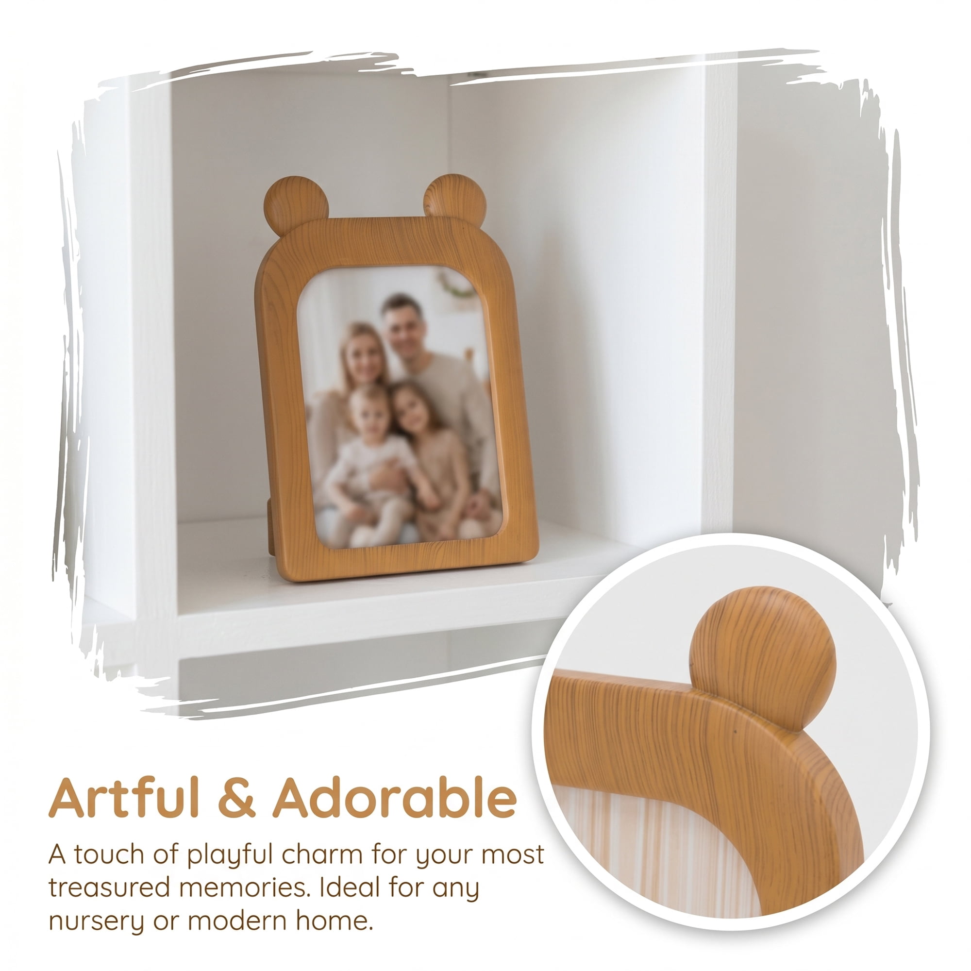 Unique Bargains Minimalist Clear Acrylic Floating Photo Frame Brown Mice 5" x 7"