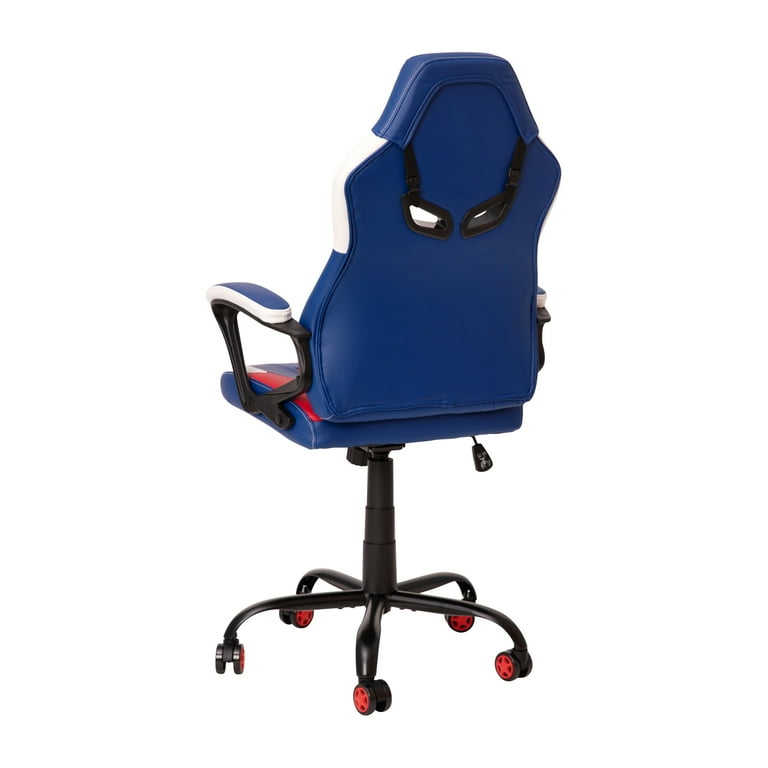 Emma And Oliver Faux Leather Ergonomic High Back Gaming Chair With  Adjustable Seat Height, Lumbar Support And Padded Arms In Red, White & Blue  : Target