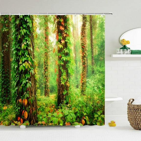 180X200CM Green Tree Forest Shower Curtains Natural scenery Bathroom Waterproof Polyeste Cloth Bathtub Bath Curtain Decor Set