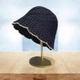 thumbnail image 2 of Sombrero de pescador tejido a mano para mujer, moderno sombrero de paja para calles de la ciudad, viajes a la playa y fiestas. Negro, 2 of 9