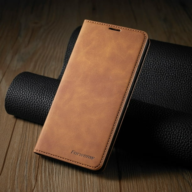 Funda de cuero con tapa magnética tipo billetera para Samsung Galaxy S23 Ultra S22 S21 Plus S20 FE S10 5G S10E S9 Plus S8 S7 Edge Note 10 Lite 9 Tan Jianjun unisex