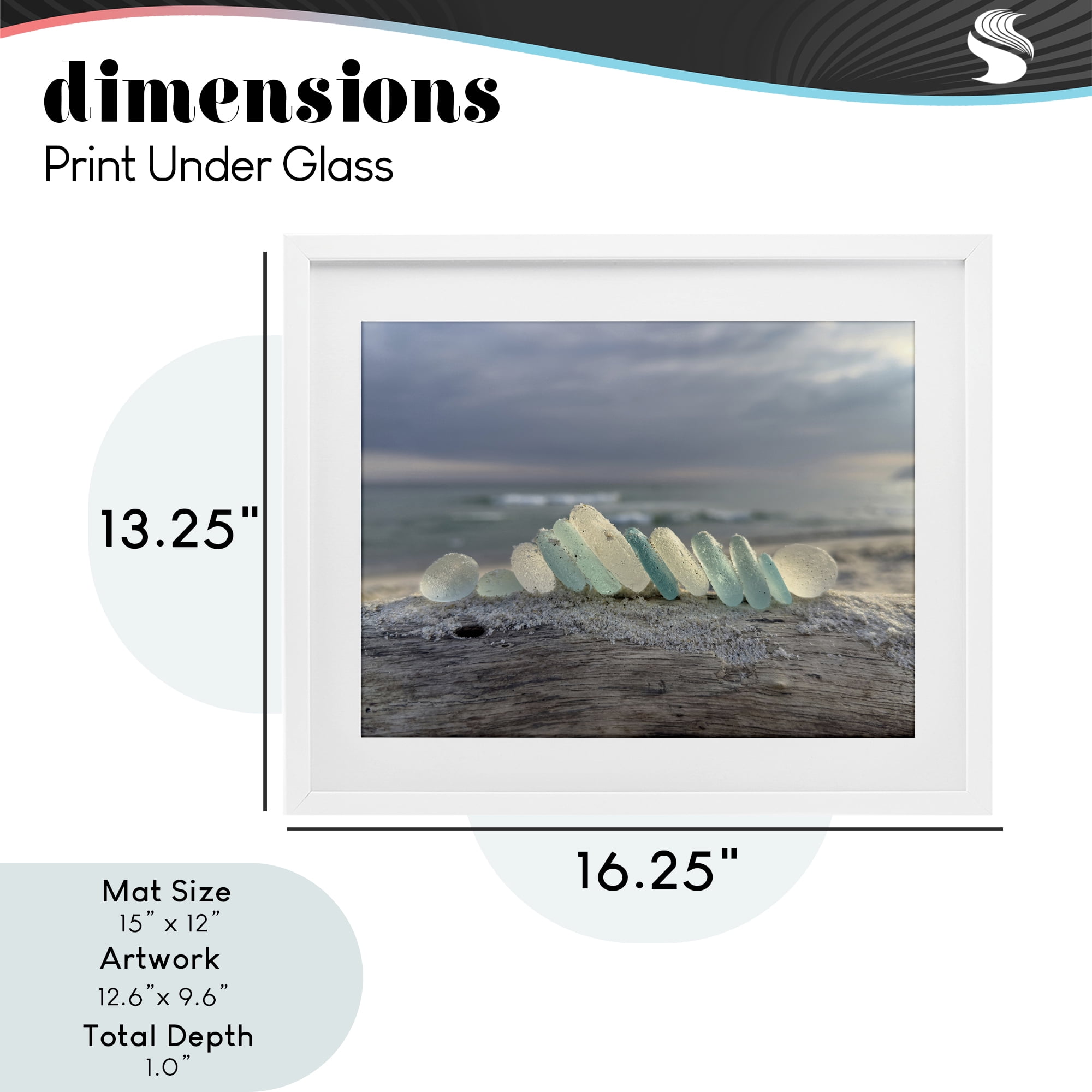 Stupell Industries Sea Glass On Driftwood White Framed Print Under Glass, design by LMarie Allen