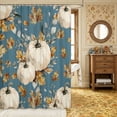 thumbnail image 2 of Erosebridal Pumpkin Leaves Shower Curtain 72Wx72L,Fall Harvest Bathroom Curtain,Teal, 2 of 6