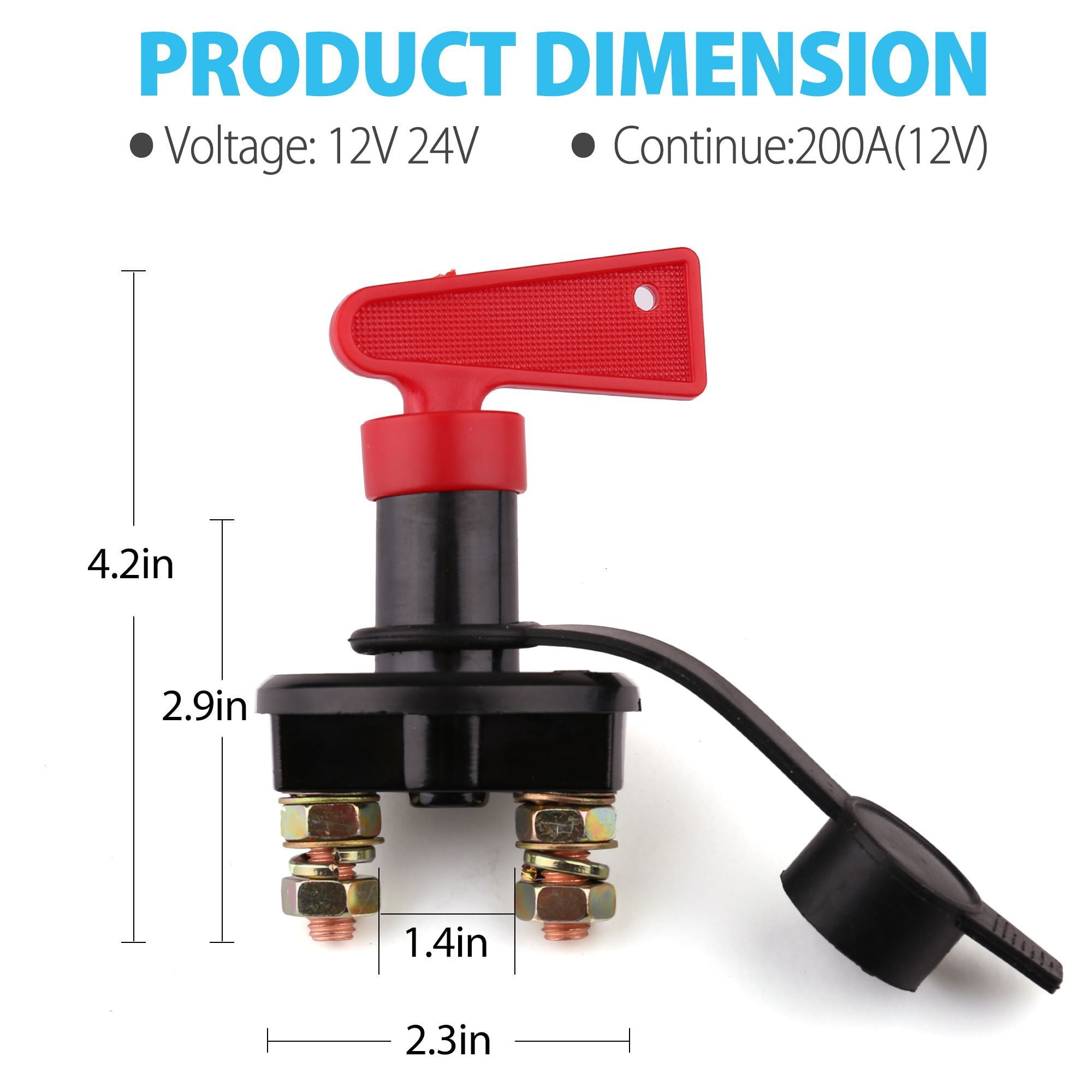 12V-60V 300A Car Universal Fixed Key Battery Cut Off Switch Disconnect Power Isolator Battery Disconnect Switch