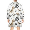 thumbnail image 2 of Beagle Dog and Footprints Wearable Oversized Blanket,Wearable Blanket Hoodie for Adults,Cozy Hooded Blankets with Super Pockets,Super Warm Fuzzy Pullover for Women & Men, 2 of 6