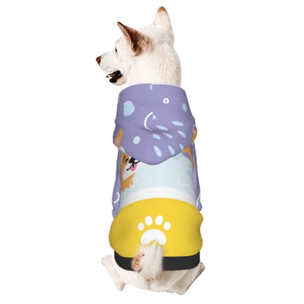 Balery Corgi Washing in Bathtub Sudadera con Capucha para Perros Pequeños – Ropa para Mascotas, Disfraz para Perros y Gatos, Ideal para Fiestas y Cosplay-X-Small