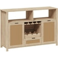 thumbnail image 3 of EROMMY Buffet Cabinets with Storage, 51" Rattan Sideboard with Removable Wine Rack and Glass Holders, Boho Farmhouse Wine Liquor Cabinet for Kitchen Dining Living Room Entryway (Natural), 3 of 7