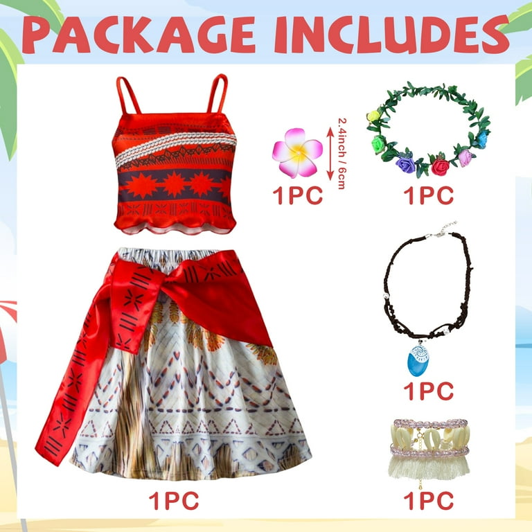 Kicpot Moana Costume for Girls, Princess Costume for Girls, Moana