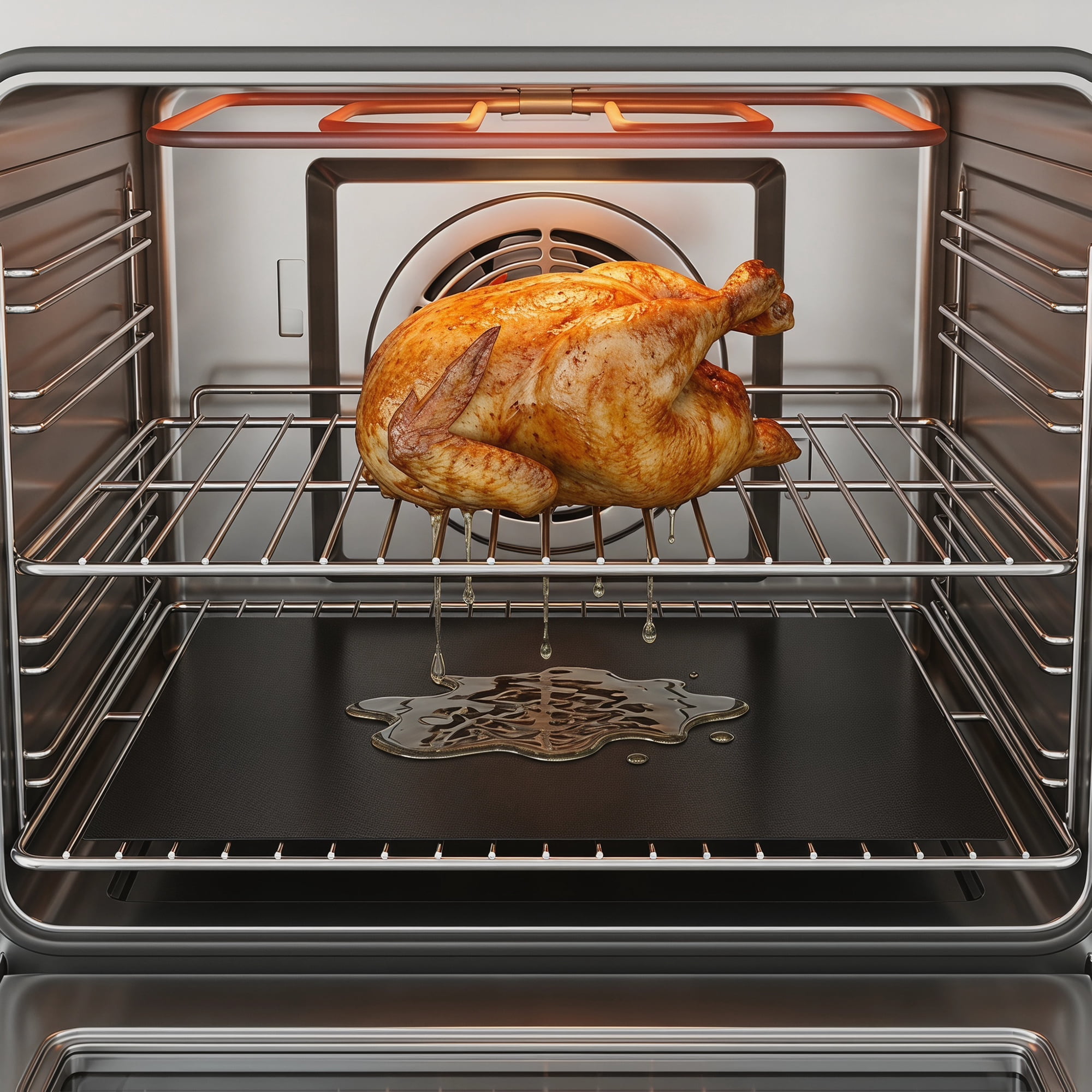 Unique Bargains Non Stick Silicone Bottom Mat for Electric Microwave Grill Black 15.7"x13"