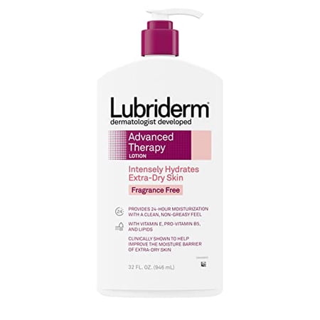 Lubriderm Advanced Therapy Fragrance-Free Moisturizing Lotion with Vitamins E and Pro-Vitamin B5  Intense Hydration for Extra Dry Skin  Non-Greasy Formula  32 fl. oz