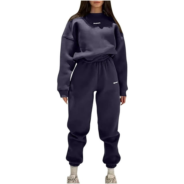 Timegard Sweatsuits for Women 2pc Outfits Oversized Crew Neck Sweatshirt Elastic Waist Cinch Bottom Sweatpants Sports Sets