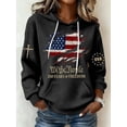thumbnail image 5 of Women's We The People 250 Years of Freedom Hoodie,American Flag Cross Waffle Patriotic Hooded Sweatshirt with Pocket, 5 of 5