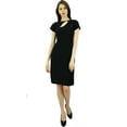 thumbnail image 3 of Bimba Women's Cap Sleeve Dress Keyhole Cutout Neckline Bodycon Chic Dresses, 3 of 9