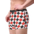thumbnail image 2 of Fuzoiu Red and black argyle Print Men's Ultra Breathable Underwear,No Riding Up Boxer Briefs with ComfortFlexible Waistband-Small, 2 of 5